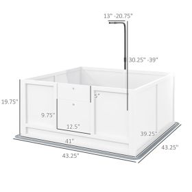 Whelping Box For Puppies With Pee Pad, Pig Rail, Adjustable Door For Small, Medium & Large Breed Dogs Birth, (Option: White)